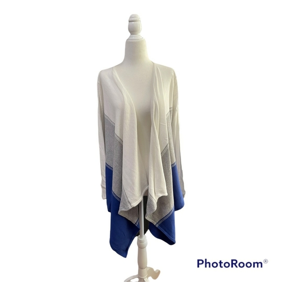 Adrienne Vittadini Studio Color Block 100% Cotton Cardigan Size Small - Picture 2 of 6